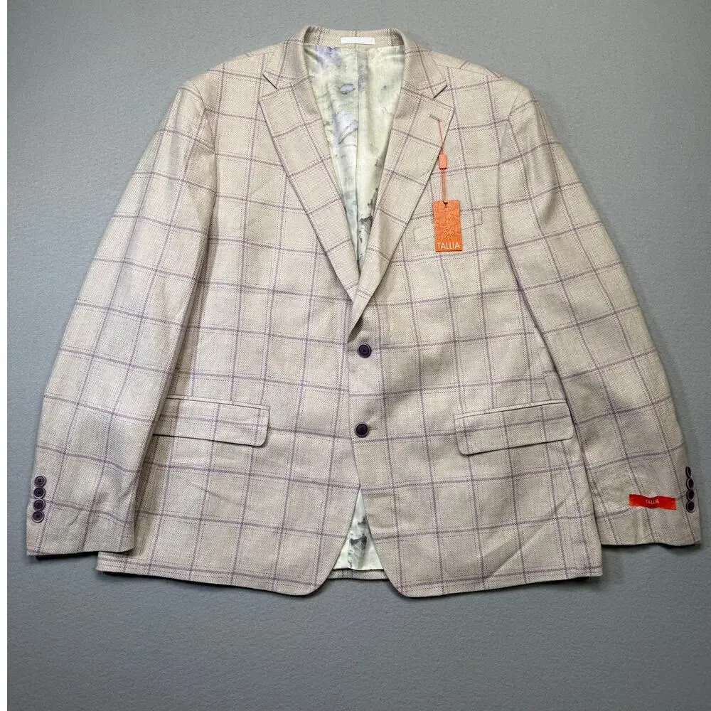 Tallia Men's Slim-Fit Printed Notch-Lapel Sport Coat Natural 50R $295